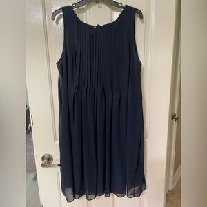 Sharagano Blue Pleated Midi Sundress